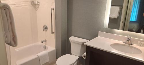 a bathroom with a white toilet and a sink at Residence Inn by Marriott Columbia West/Lexington in West Columbia