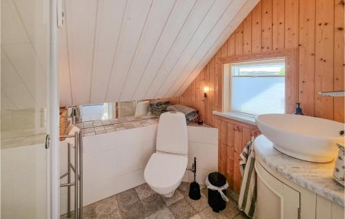 a bathroom with a sink and a toilet in it at Stunning Apartment In Bohus-malmn With Wifi And 3 Bedrooms in Malmön
