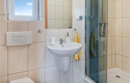 W łazience znajduje się umywalka i prysznic. w obiekcie Awesome Home In Zastan With Wifi w mieście Zastań