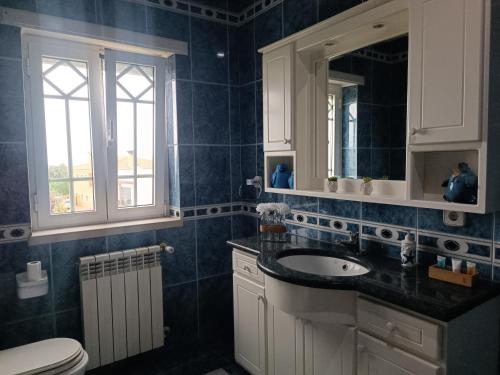 a bathroom with a sink and a toilet at Casa Grande in Golpilheira