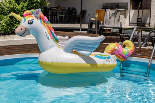 a unicorn float in the water in a pool at Holiday House Ulika in Marčana