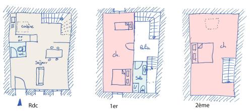 two diagrams showing the different parts of a room at La maison ZEN LOC 1 in Bray-sur-Seine
