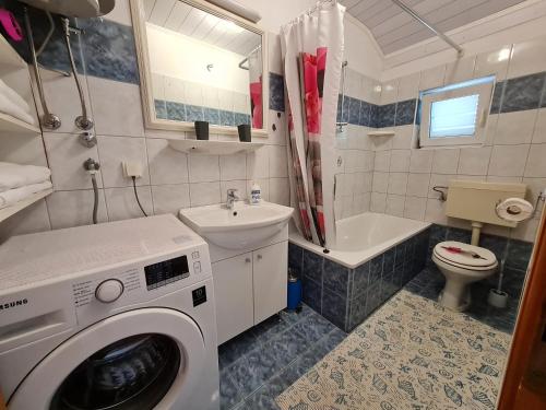 y baño con lavadora y lavamanos. en Apartman Tea, en Novi Vinodolski