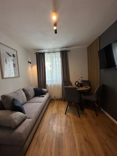 sala de estar con sofá y mesa en Modern Cozy Apartment Zalau en Zalău