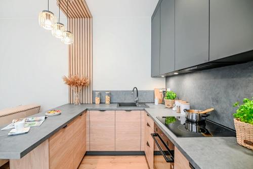 Η κουζίνα ή μικρή κουζίνα στο Apartamenty Warzywna