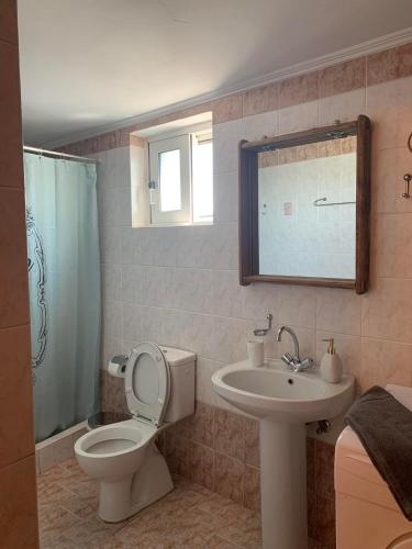 ein Bad mit einem WC und einem Waschbecken in der Unterkunft Stefanoula's house in Kimolos