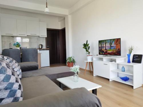 a living room with a couch and a table at Makach Apartments in Ohrid