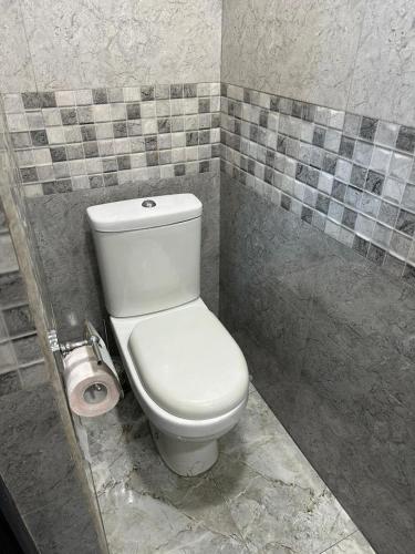 a bathroom with a toilet and a toilet paper roll at BEST ROOM 4 in Yerevan