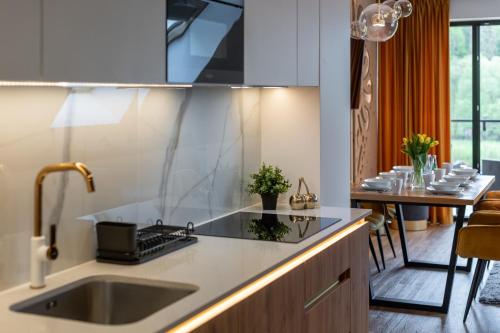 a kitchen with a sink and a counter top at Aparthotel Góralski Spa 2 in Białka Tatrzanska