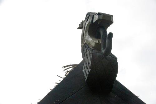 a statue on the roof of a building at Vikings Villages Resort in Guilford