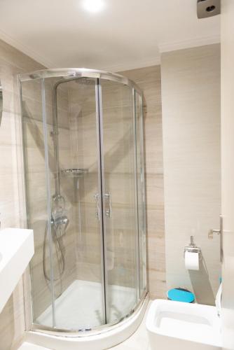 Koupelna v ubytování Stamos Hotel