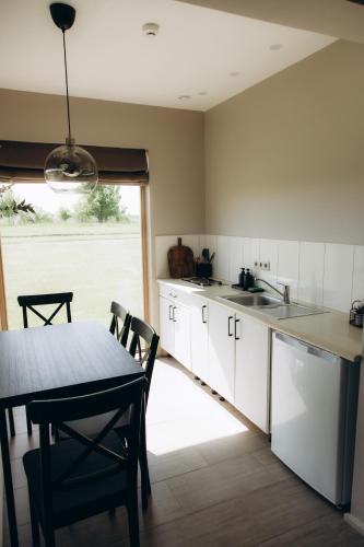 Una cocina o cocineta en Durbes Atvari - brīvdienu mājas ar saunu