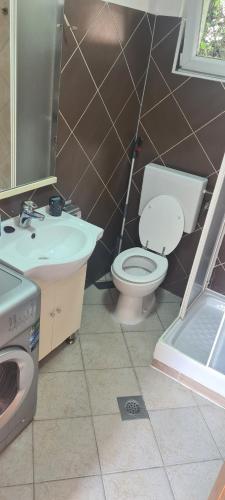 a bathroom with a toilet and a sink at MM Apartman in Popovec Šašinovečki