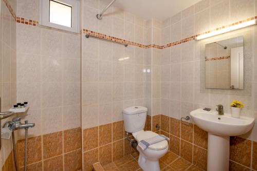 a bathroom with a toilet and a sink at Sunrise Apartments in Sfakaki