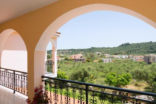 a view from the balcony of a villa at Raptis Guest House in Tsilivi
