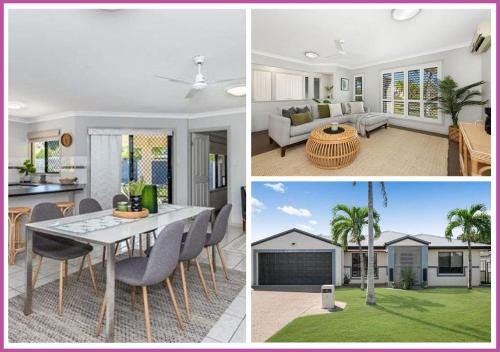 a collage of pictures of a living room and a dining room at Mount Louisa Magic in Ross River