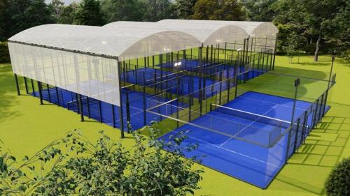 a rendering of a tennis court in a cage at Novotel Setubal in Setúbal