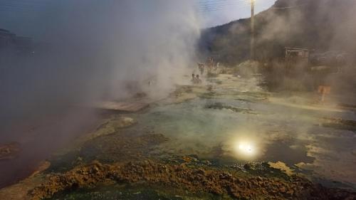 a hot spring with steam coming out of it at Guesthouse Müller in Ilindentsi