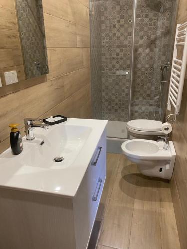 モドゥーニョにあるRegina Bona Roomsのバスルーム(白い洗面台、トイレ付)