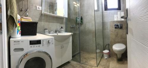 ムラデノバツにあるVilla Sladjanaのバスルーム(洗濯機、シンク付)