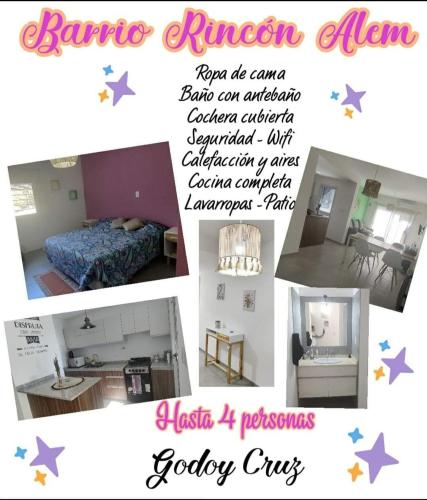 un collage di foto di una camera da letto e di una camera di Rincon Alem a Godoy Cruz