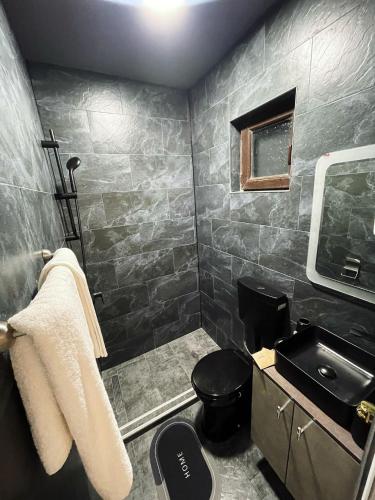 a bathroom with a toilet and a sink at BLACK SEA HOUSE in Vama Veche