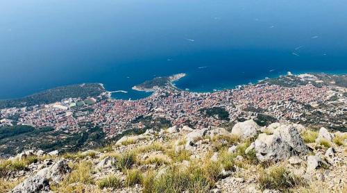 a view of a city from the top of a mountain at The best location in Makarska,free P, option bikes in Makarska