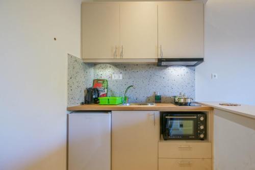 Kuchyň nebo kuchyňský kout v ubytování Ariadni Apartments Dassia