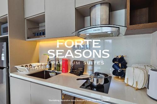 a kitchen with a sign that reads future kitchen seasons at Forte Seasons Genting Geo38 in Genting Highlands