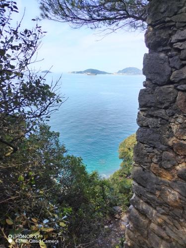 a view of the ocean from a castle window at IL CASALE DEL MAGRA in Ameglia