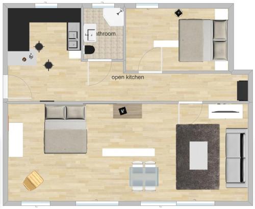a floor plan of a small apartment with a room at Apartment Pette C40 in Berlin