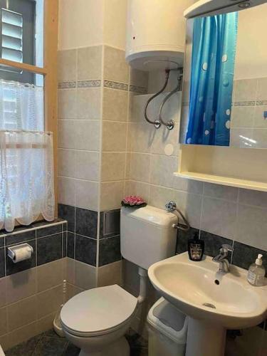 ein Badezimmer mit Toilette und Waschbecken in der Unterkunft Vintage Pula in Pula