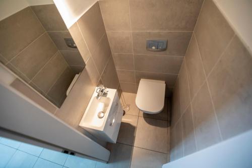 une salle de bain avec un lavabo et des toilettes dans l'établissement Villa Malibu by Connexion, à Mandelieu-la-Napoule