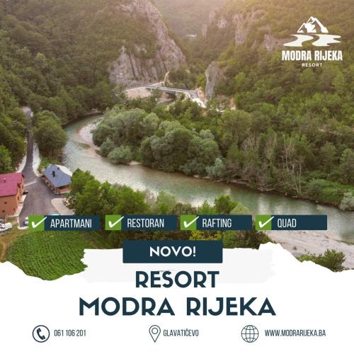 eine Karte des Resorts modria riverka in der Unterkunft Modra Rijeka Resort in Glavatičevo