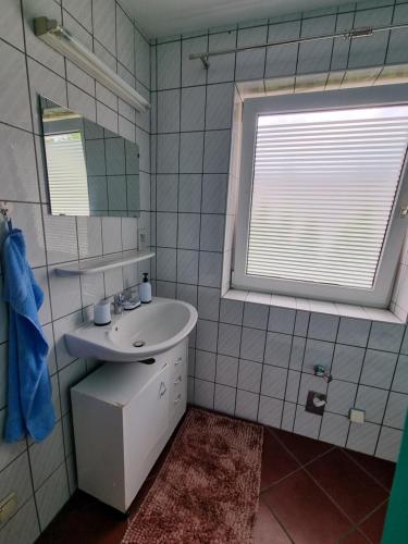 a bathroom with a sink and a mirror at Cozy Nest in Salzburg