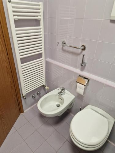 une salle de bains avec toilettes et lavabo dans l'établissement Happy Lake, à Desenzano del Garda