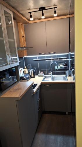Dapur atau dapur kecil di Apartman Motorcycle friendly Osijek