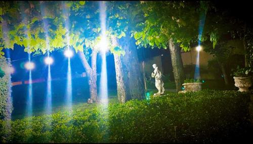 osoba stojąca w parku w nocy z oświetleniem w obiekcie Eden Apartment Cervinara w mieście Rotondi