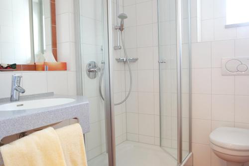 Koupelna v ubytování Gästehaus am Rastberg