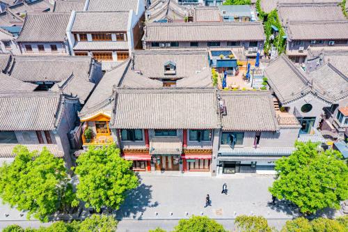 an overhead view of a city with buildings at Joke Inn in Xi'an