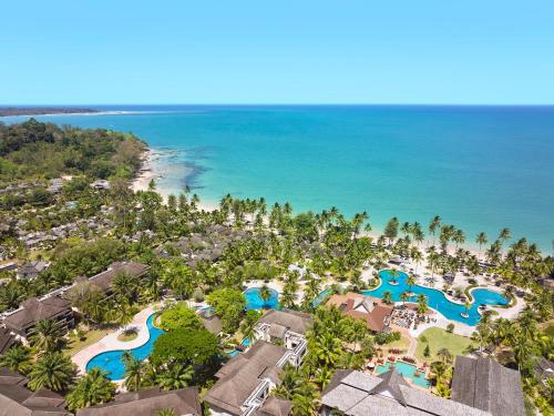 an aerial view of the resort and the beach at ROBINSON KHAO LAK in Khao Lak