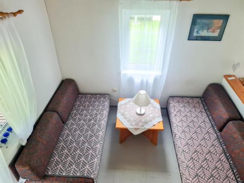 - un salon avec deux canapés et une table dans l'établissement Apartma Gea, Terme Olimia, à Podčetrtek