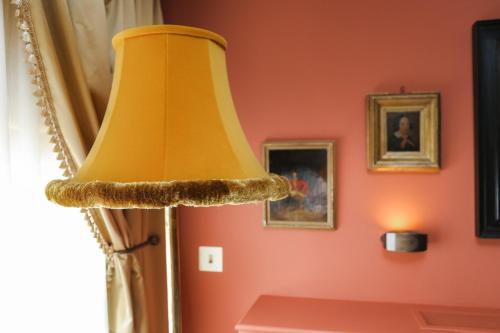 a yellow lamp with a bunch of cat fur on it at Henrys Townhouse Marylebone, London in London