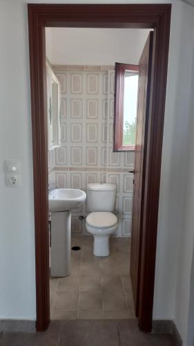 ein Bad mit einem WC und einem Waschbecken in der Unterkunft ISLAND HOME in Zipárion