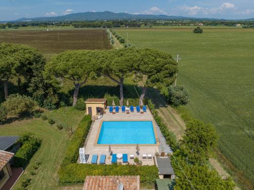 an overhead view of a swimming pool in a field at Podere Nuti - 3 Vallino in Cecina