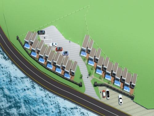 a rendering of a rendering of a parking lot next to the water at Aqua Beautique Poolvilla in Jeju