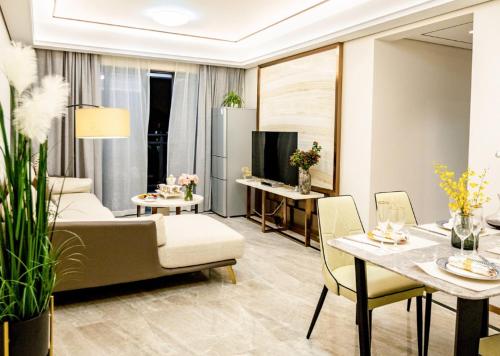 Shengang Executive Apartment - Baoan International Airport Bihaiwan Subway Stationにあるシーティングエリア