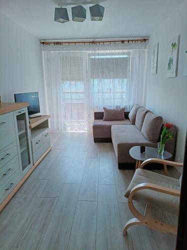 Una televisión o centro de entretenimiento en Apartament Mazury