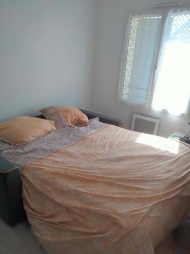 un letto in una camera con due cuscini sopra di Bulle d oxygène a Rubelles