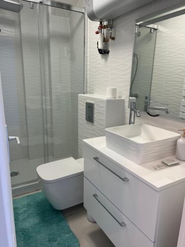カンヌにあるPASTEURのバスルーム(洗面台、トイレ、シャワー付)